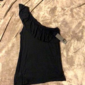 One shoulder ruffle tank top